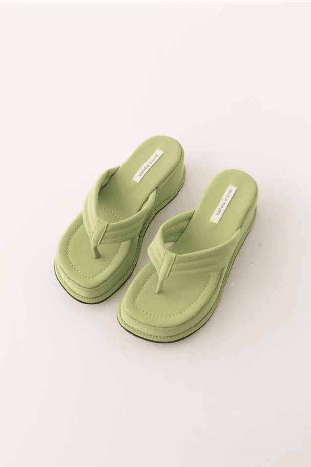 Lime green platform flip flops