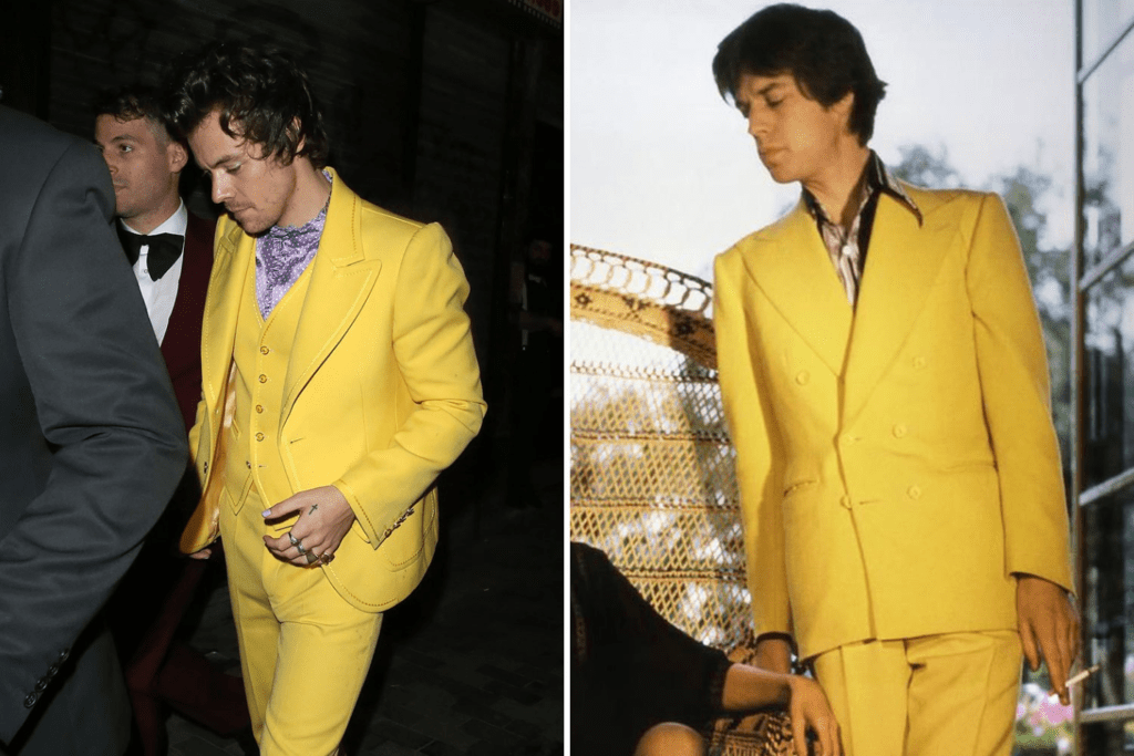 Harry Styles dressed like Mick Jagger on stage