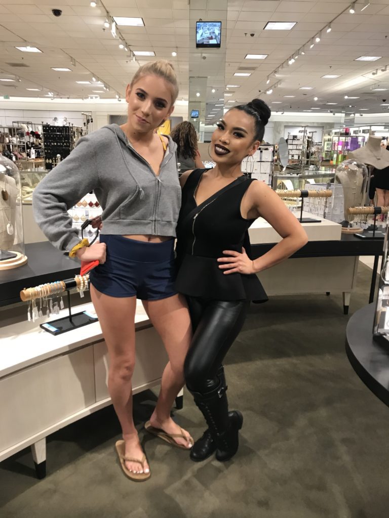 Lexy Silverstein poses with a Nordstrom Makeup Artist