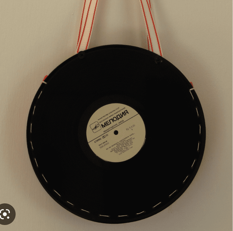 A purse made from vinyl records