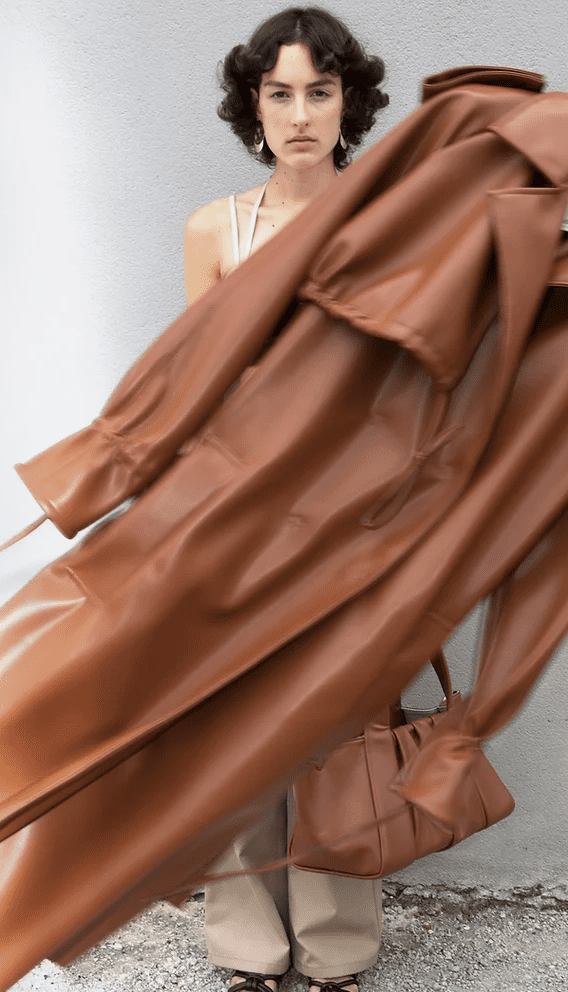 A vegan trench coat sold on THEMOIRe
