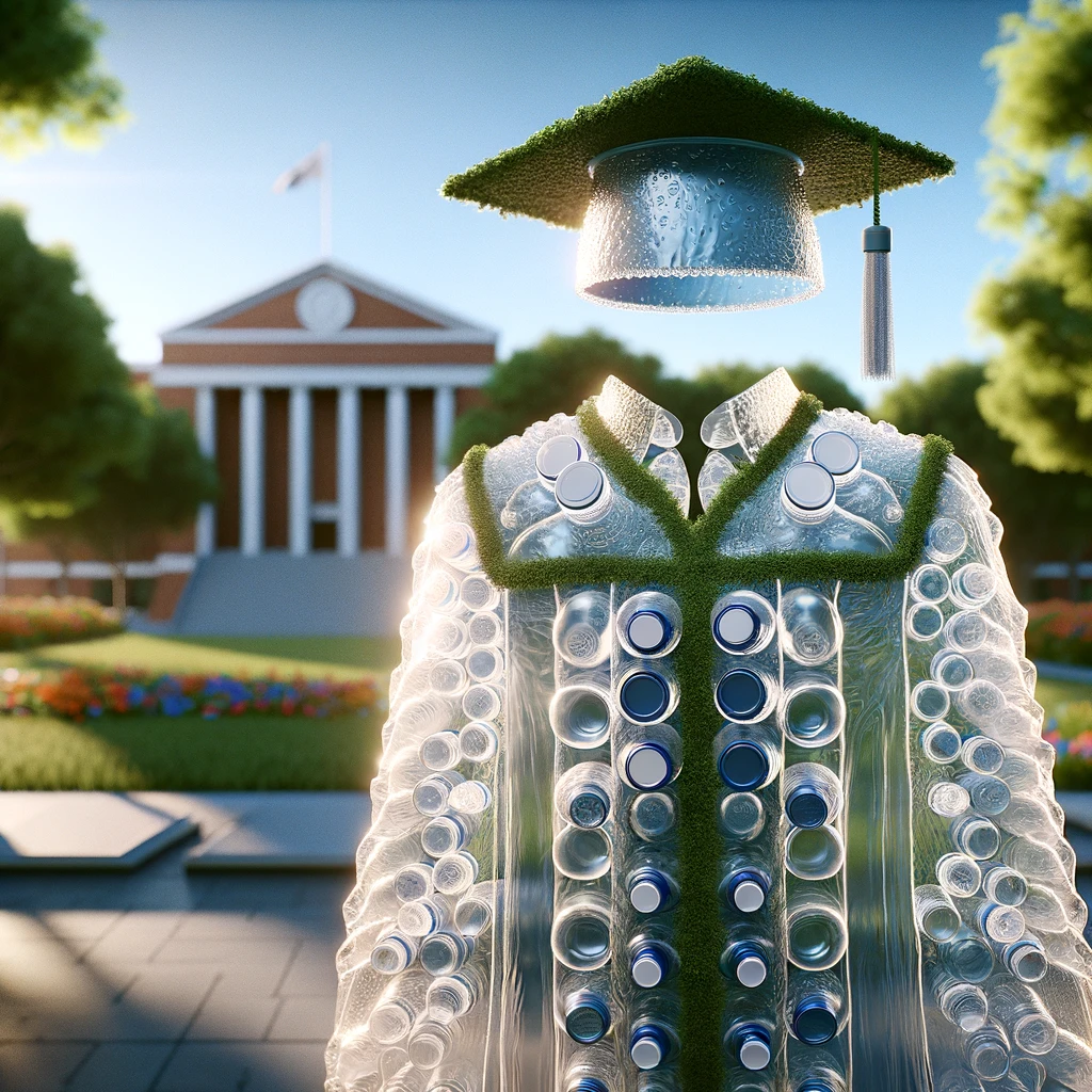 A visualization of how to make a cap and gown greener