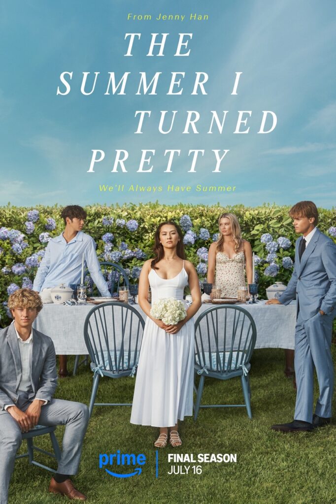 An ad for the new season of the summer I turned pretty, featuring the cast.