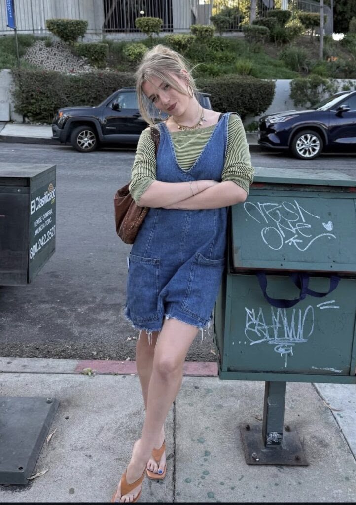 Lexy Silverstein, sustainable fashion advocate,  in a sustainable outfit thrifted from Goodwill 