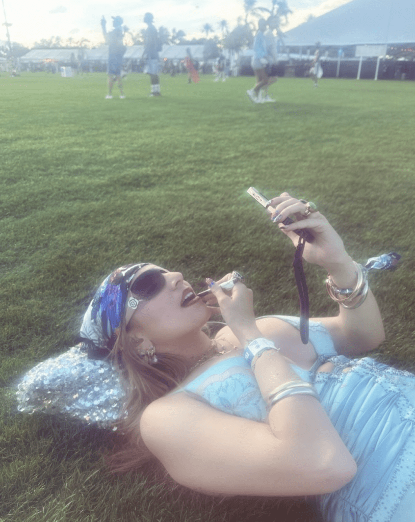 Lexy Silverstein, sustainable fashion journalist and creator of Lex in the City, at the Coachella Valley sharing her secondhand shopping guide for the Coachella Music Festival area including thrift stores, vintage shops, and consignment stores in Indio, Coachella, and La Quinta California.